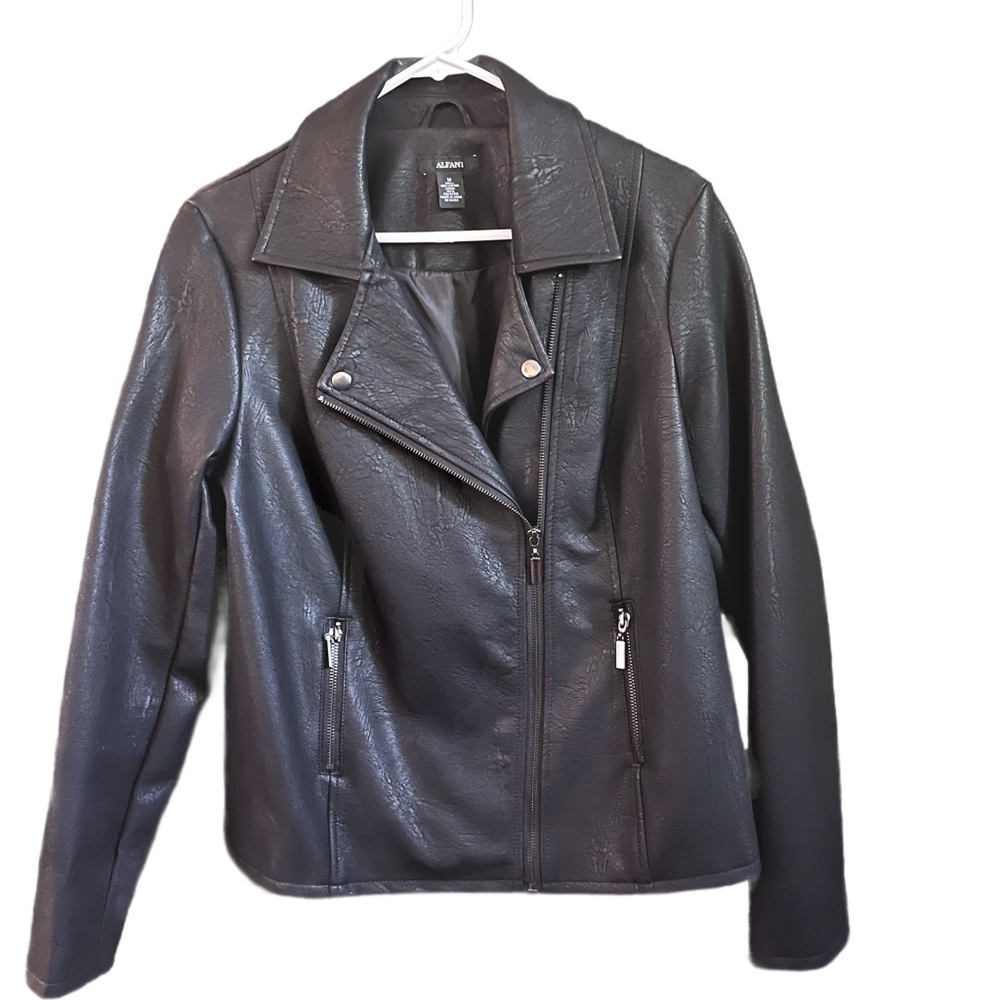 Alfani Never Worn Black Faux Leather Jacket Size Medium